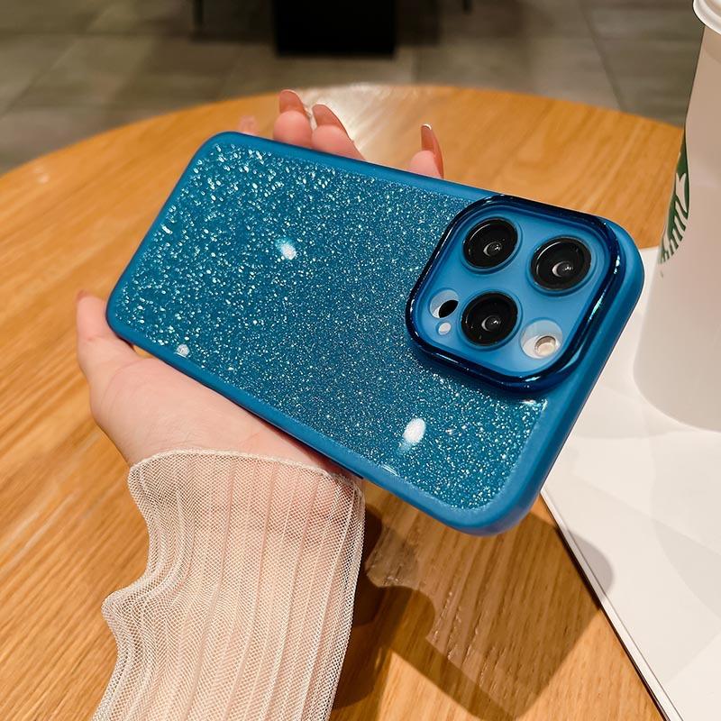 Suitable for Samsung S25 Mobile Phone Case A34 Two Color Gradient Flash Powder A20 Lens Film A52 Electroplated Frame Anti Fall Protection Case