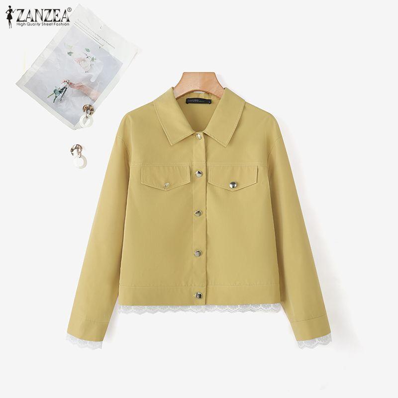 ZANZEA Women Turn Down Collar Long Sleeve Casual Blouse