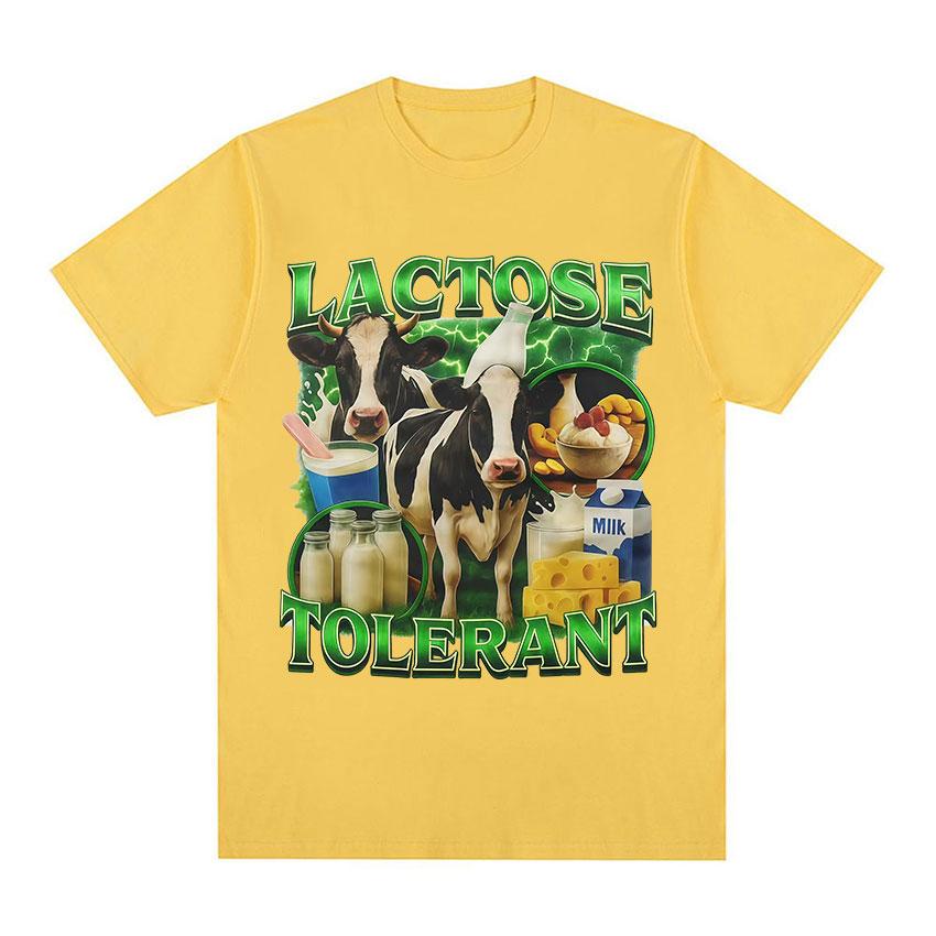 Laktóza Tolerantní Kráva Vtipný Mléčný Milovník Meme Grafika 100% Bavlna Pánské tričko Harajuku styl letní dámská móda oversized Tričko