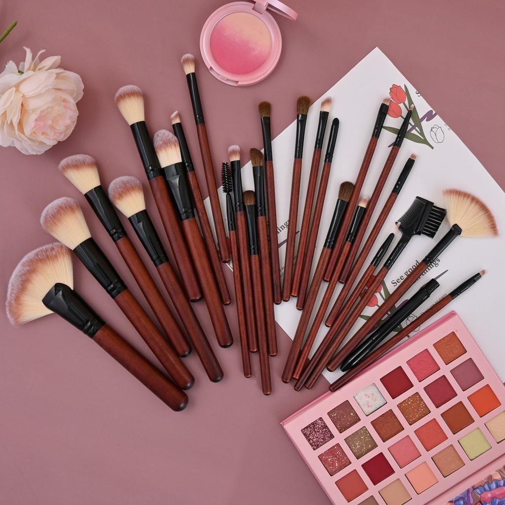Mahogany Handle Animal Hair Makeup Brush Foundation Eye Shadow Brush Loose Powder Brush 26 Wool Set