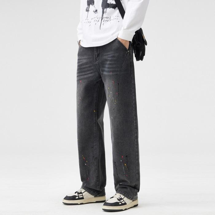 Men's Light-colored Wide-leg Pants Autumn New Loose Straight Casual Long Pants