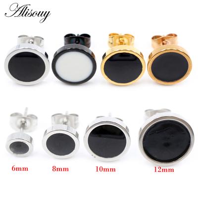 Alisouy 2 Stück runde Form Vintage Ohrstecker Barbell Ohrringe für Mann Trendy Party Schwarz Männer Frauen Unisex Ohrringe Schmuck