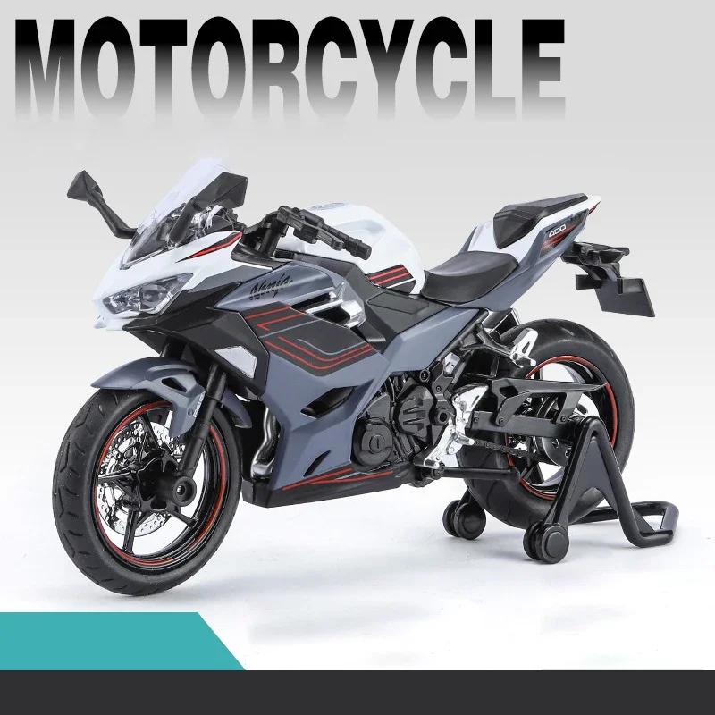 1/12 Kawasaki Ninja 400 Alloy Diecast Motorcycle Model Vehicle Collection Sound & Light Off Road Autocycle Toy Car Model