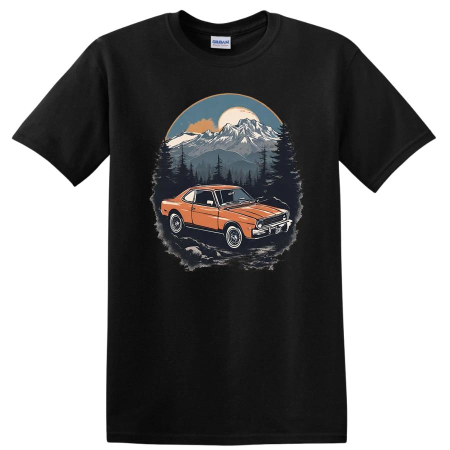 Retro Mountain Car T Shirt Adventure Vintage Orange Car Tee Outdoor Scenic L