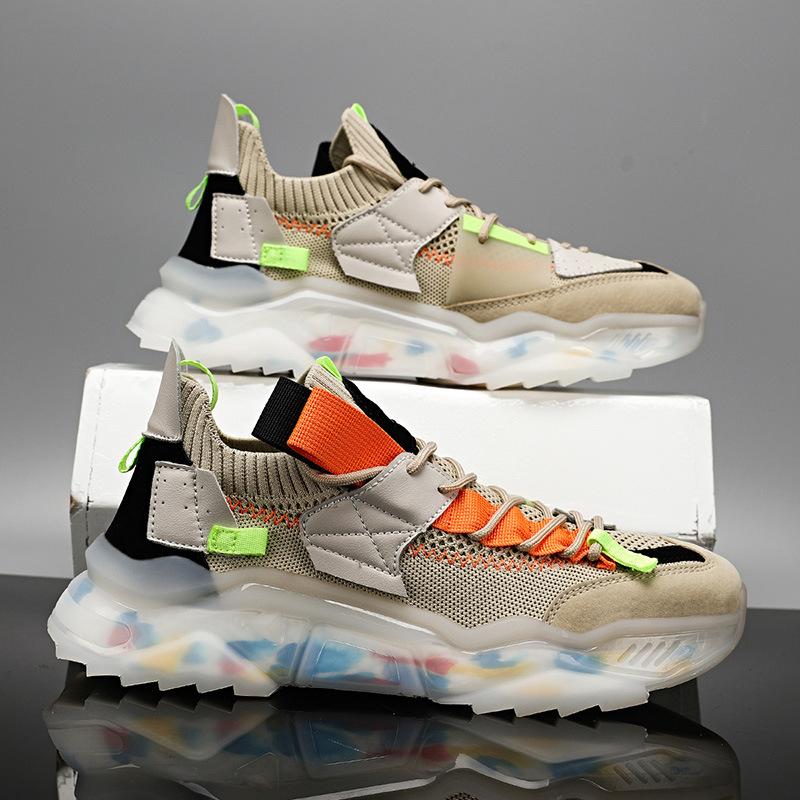 

Men s Multicolor Chunky Sneakers Transparent Cushion Sole Fashion Streetwear Shoes 46 бежевий