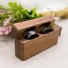 Fashion Wood Ring Box for 2 Rings Slim Double Ring Storage Holder Modern Wedding Ring Bearer Box Decorative Box with Lid