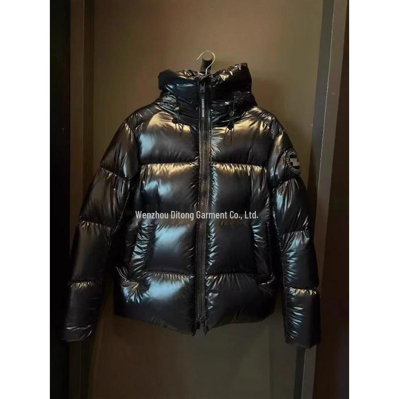 2025 Unisex Canada Goose Błyszcząca Kurtka Puchowa Puffer z Kapturem, Czarna - Ciepła i Luźny Krój