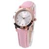 Girls' Fashion Quartz Watch Pink Leather Band Luminous Design Women's Wristwatch