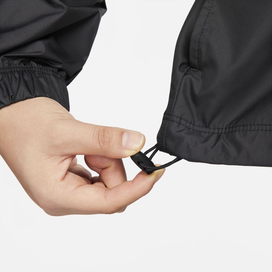 Nike Solid Color Logo Sport Casual Loose Eco-Friendly Windproof Water-Repellent Lightweight Woven Hooded Jacket Women Jacket Black DM6180-010