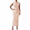 Sleeveless Back-slit Pleated Fitted Dress Women's Fashionable Elegant Tank Dress Suitable for Commuting Dates Formal Occasions