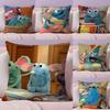 TTutter Cute House Meme Blue Mouse Cushion Cover Plush Fabric Soft DoubleSided Printed Sofa Warm Winter Home Gift Pillow Cover