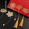 1 Pc Chinese Style Stationery Retro Metal Bookmarks Hollow Ginkgo Biloba Maple Leaf Lotus Vein Book Marks Gifts