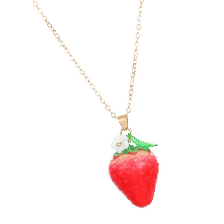 Stylish Strawberry/Peach Pendant Necklace Chain Necklace Handmade Fruit Pendant Necklace Perfect for Party Everyday Wear