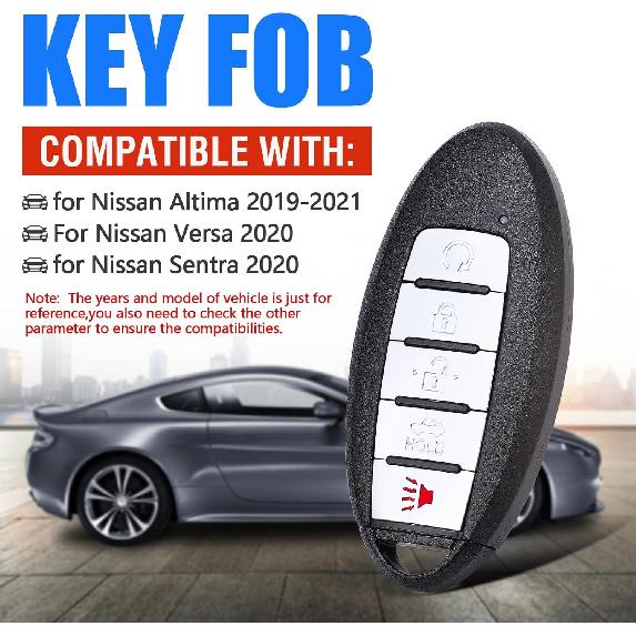 Smart Fernbedienung Keyless Entry Autoschlüsselanhänger Ersatz 433MHz 4A Chip für Nissan Altima Sentra Versa KR5TXN4 S180144803 5 Tasten