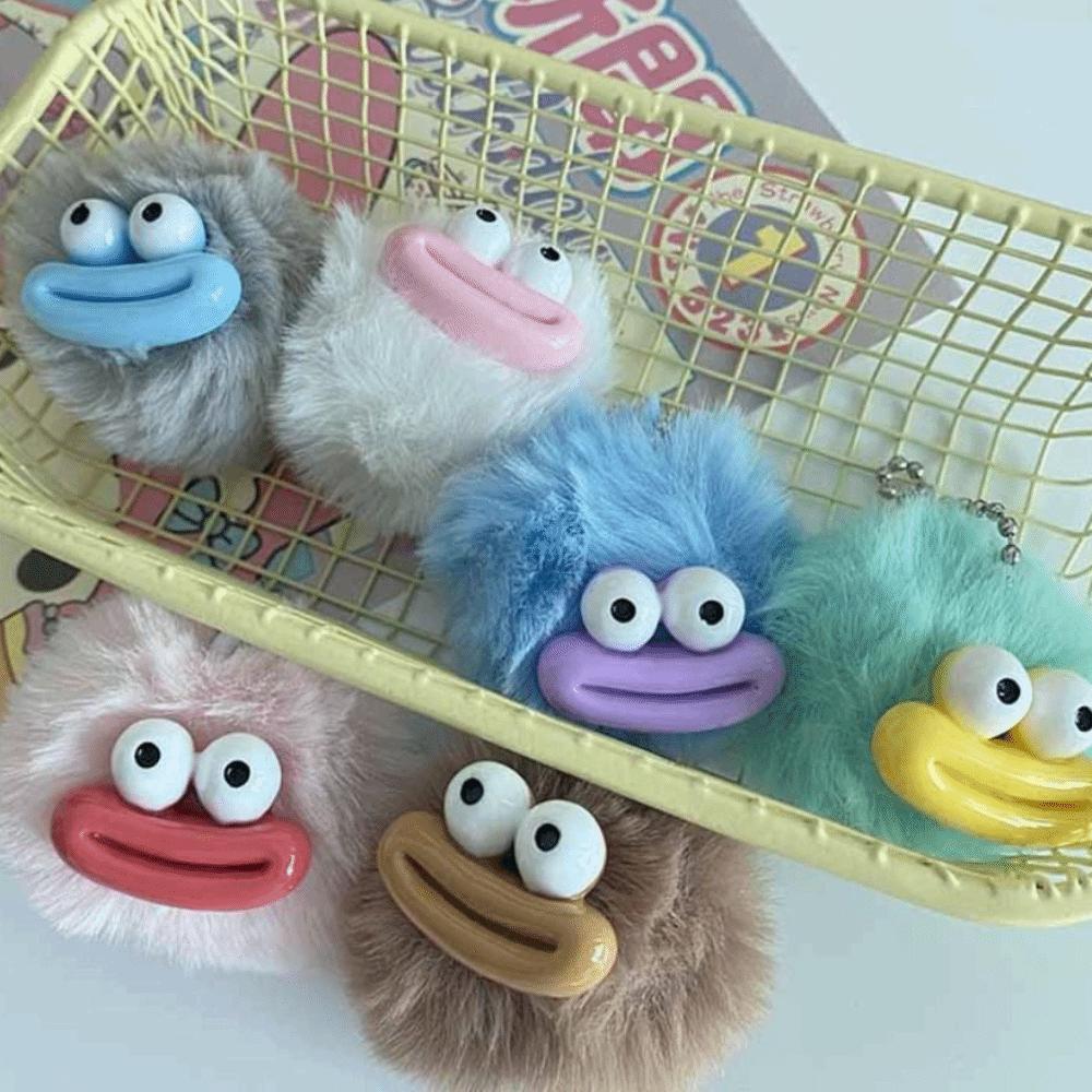 Mini Sausage Mouth Keyring Cartoon Big Mouth Plush Pendant Funny Clown Keychain  Backpack Decor