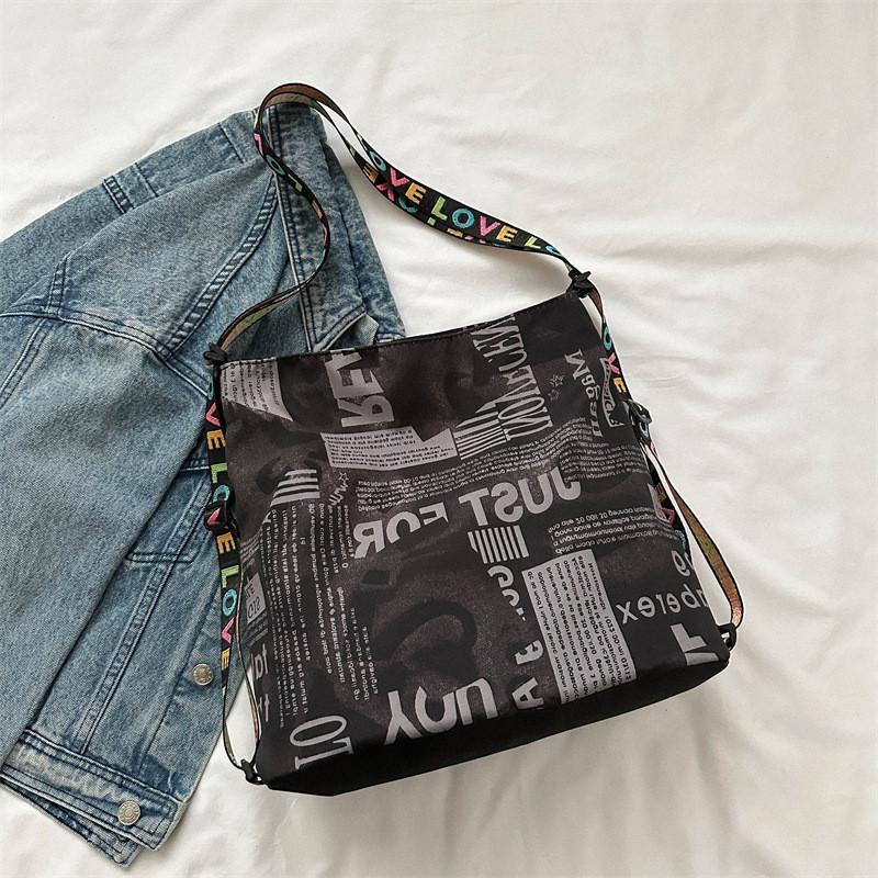 

Stylish Street Trend Oxford Cloth Tote Bag With Car Line Print For Everyday Outfits чёрный