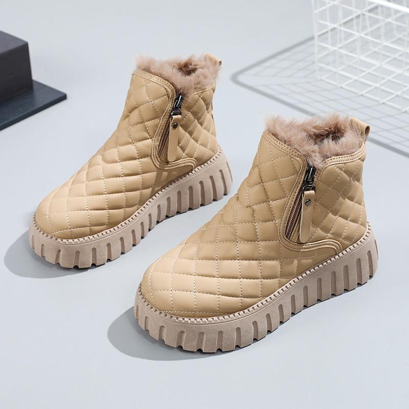 Women's snow boots, cold-resistant and warm women's shoes in winter, strong soles, anti-puncture and velvet women's shoes, children's cotton shoes