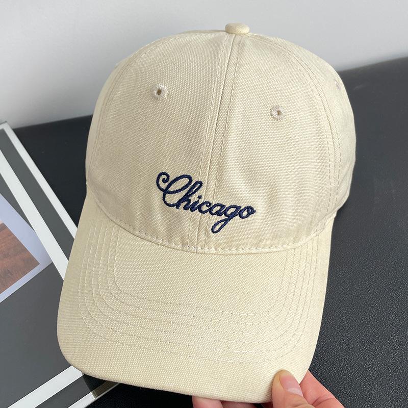 

Letter Embroidered Duckbill Cap for Women, Vintage Casual Versatile Large Head Circumference Face-Slimming Baseball Cap, Student Versatile Sun Hat SS038Beige GO Baseball Ca