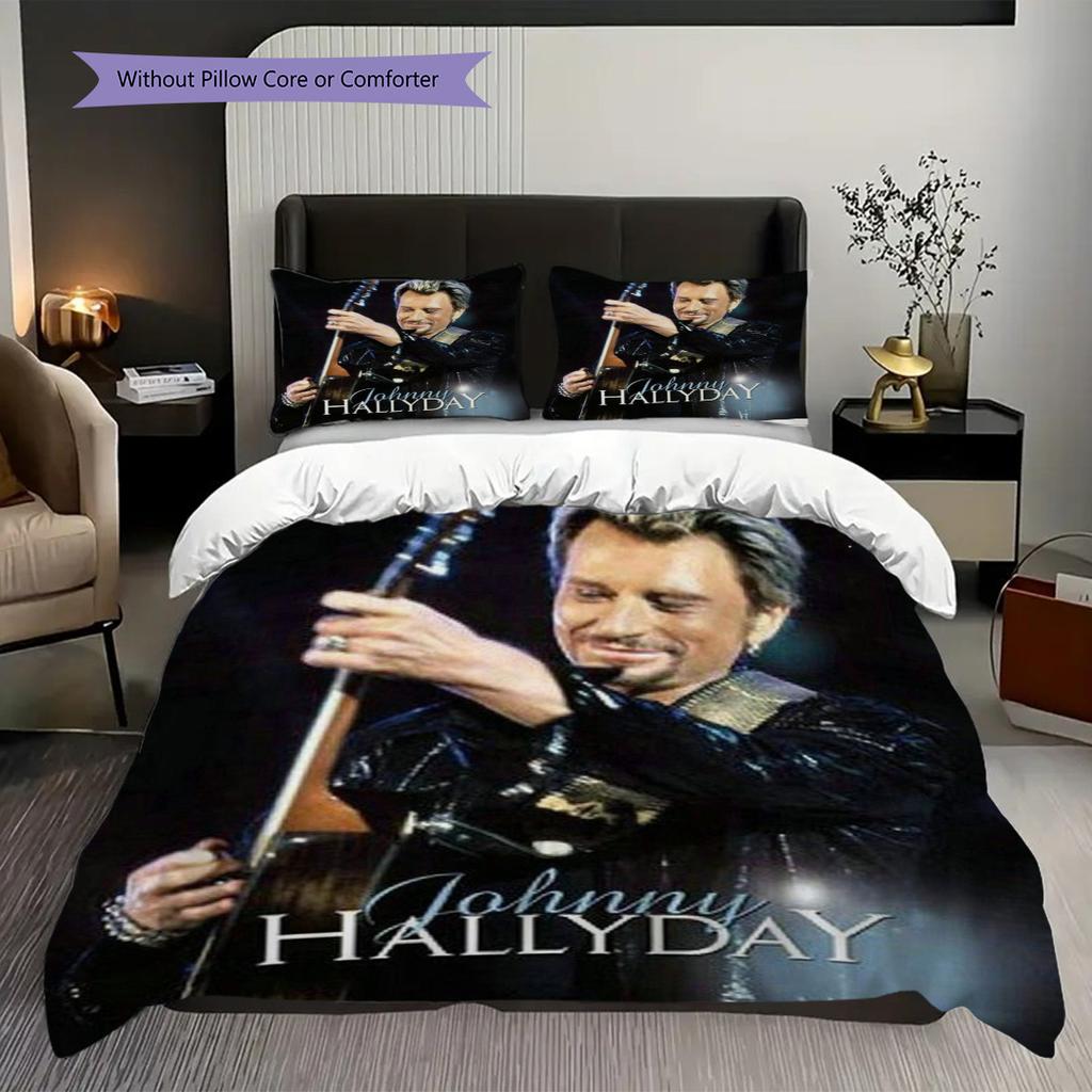 Bettwäsche Johnny Hallyday Bühne (1 Bettbezug + 2 Kissenbezüge, ohne Füllung) 2D flaches Bettbezug und Kissenbezug Bettwäsche-Set Weihnachten Geburtstagsgeschenk