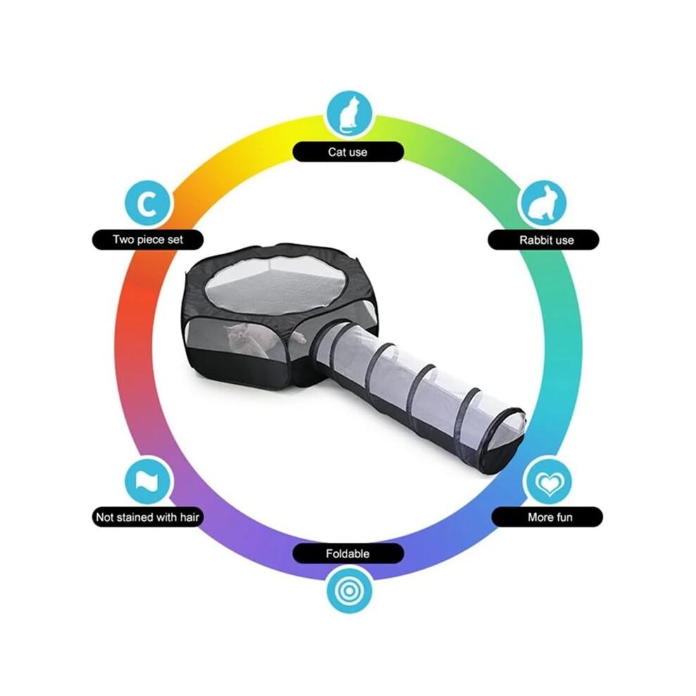 Floving Katzen Tunnel & Zelt, Katzenröhre Pop-Up Tunnel Set, Faltbarer Kätzchen Tunnel Lange Katzenröhre mit Plüschball, Kätzchen Spielzeug für drinnen, auch geeignet für