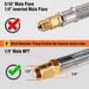RV Propane Hose Replacement with Gauge 2 Pack Camper Propane Hose for RV Two-Stage Regulator Stainless Steel Braided 1/4" Male NPT and QCC 1