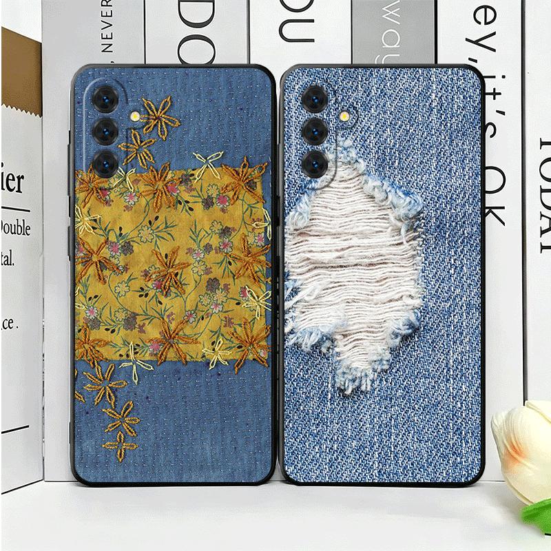 Retro Denim Pattern Soft Phone Case for Samsung A17 A37 A57 A16 A26 A36 A56 A15 A25 A35 A55 A14 A24 A34 A54 A13 A23 A33 A53 A52