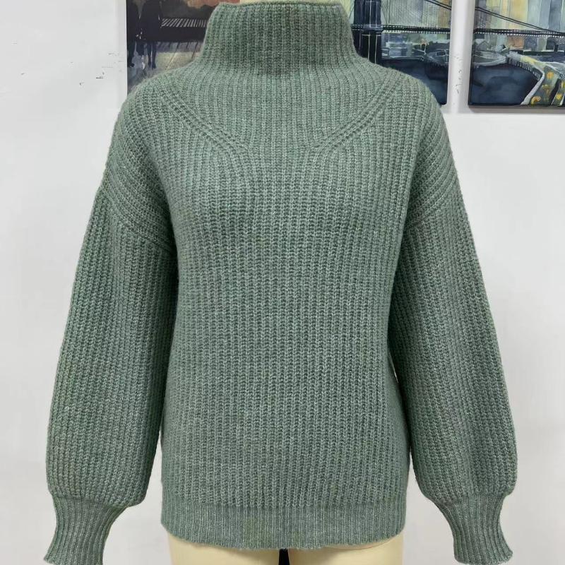 IHUASU Autumn and Winter Solid Colour Pullover Loose Women's High Neck Sweater