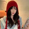 Autumn and Winter Warm Wool Hat, Hand-woven Hollow Bald Hat, Women's Fringed Ear Protector, Sleeves, Knitted Hat