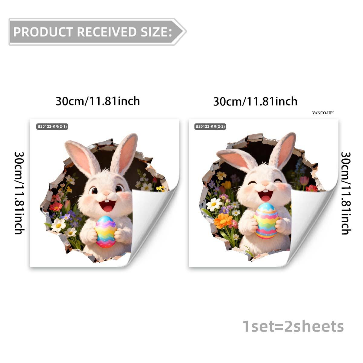 

Easter Wall Stickers, Rubber Duck Bunny Floral Butterfly Decor, Self-Adhesive Wall Art for Bedroom Living Room Holiday Decoration as pic