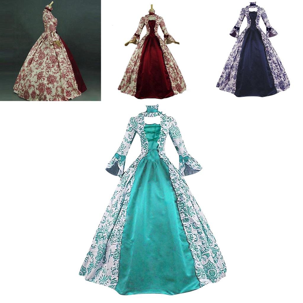 Elegante Vestido de Noite Estampado de Manga Comprida com Mangas Flare para um Estilo Sofisticado