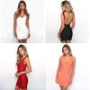 Woman Slim Breathable Hip Skirt Fashion Stitching Solid Color Sleeveless Backless Sexy Dress