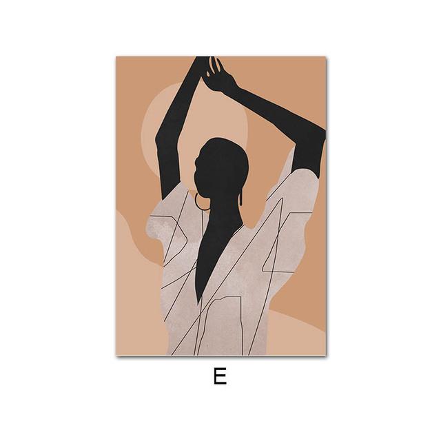 Black Africa Woman Boho Moon Hand Leaf Abstract Wall Art Canvas Painting Posters And Prints Wall Pictures For Living Room Decor No Frame