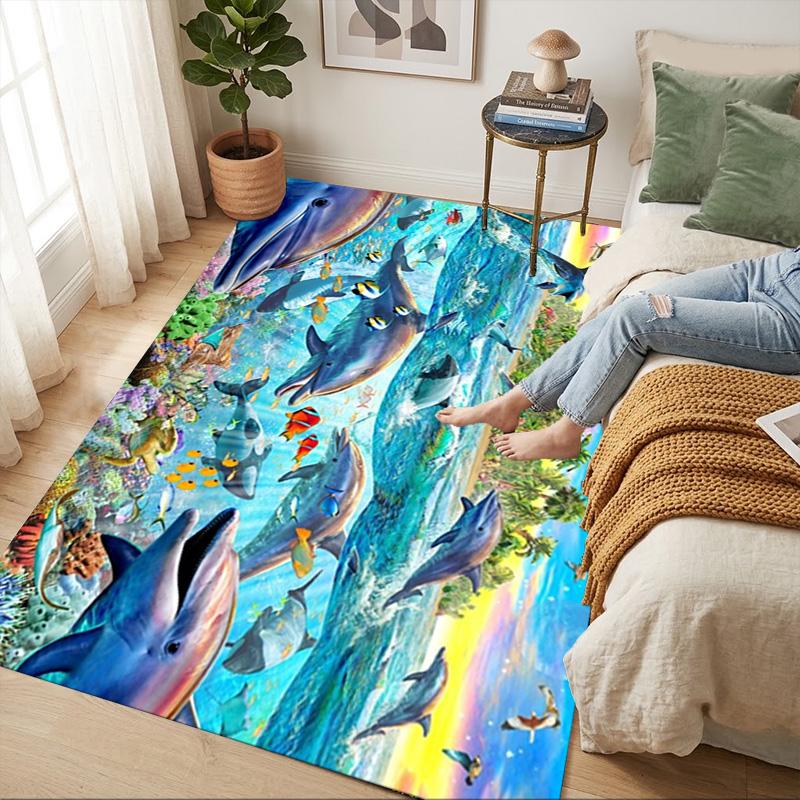 Ocean Life Living Room Nonslip Area Rug Soft Carpet For Bedroom Game Playroom Sofa Office Home Decor Doormat Christmas Gift C9301772