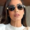 Vintage Oval Sunglasses  New Stylish Metal Rim Outdoor Shades Trendy Fashion Luxury Brand Design Anti-UV Sun Glasses