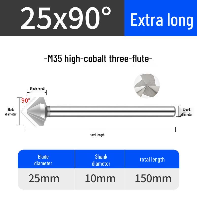 Cobalt Titanium-Plated Chamfering Drill for Stainless Steel - Single/Triple-Edge Countersink & Deburring Tool.