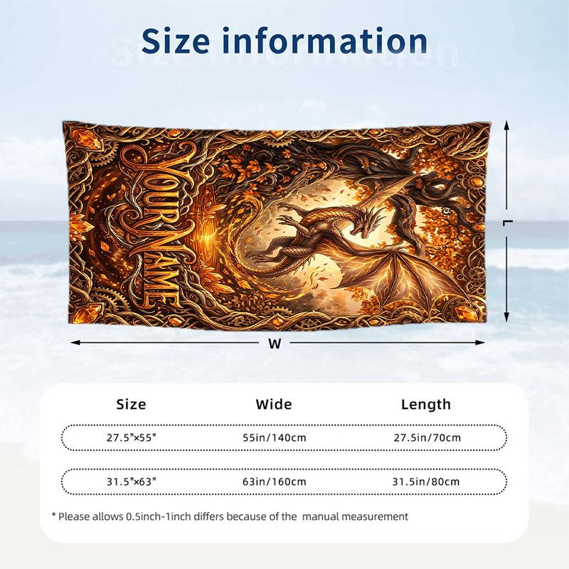 Dragon Phoenix Theme Beach Towel Personalized Custom Name & Text Soft Quick Dry Beach Towel for Swimming Travel