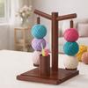 Large Wooden Yarn Holder Handmade DIY Magnetic Thread Spool with 2 Axle with Phone Holder Spinning Knitting Tools Lovers