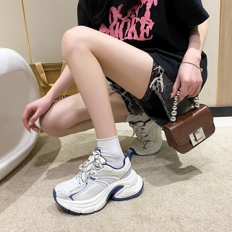 Daddy Shoes Women's 2025 New Popular Thick-soled Heightened Summer Mesh Breathable Women's Shoes Versatile Women's Sports Shoes