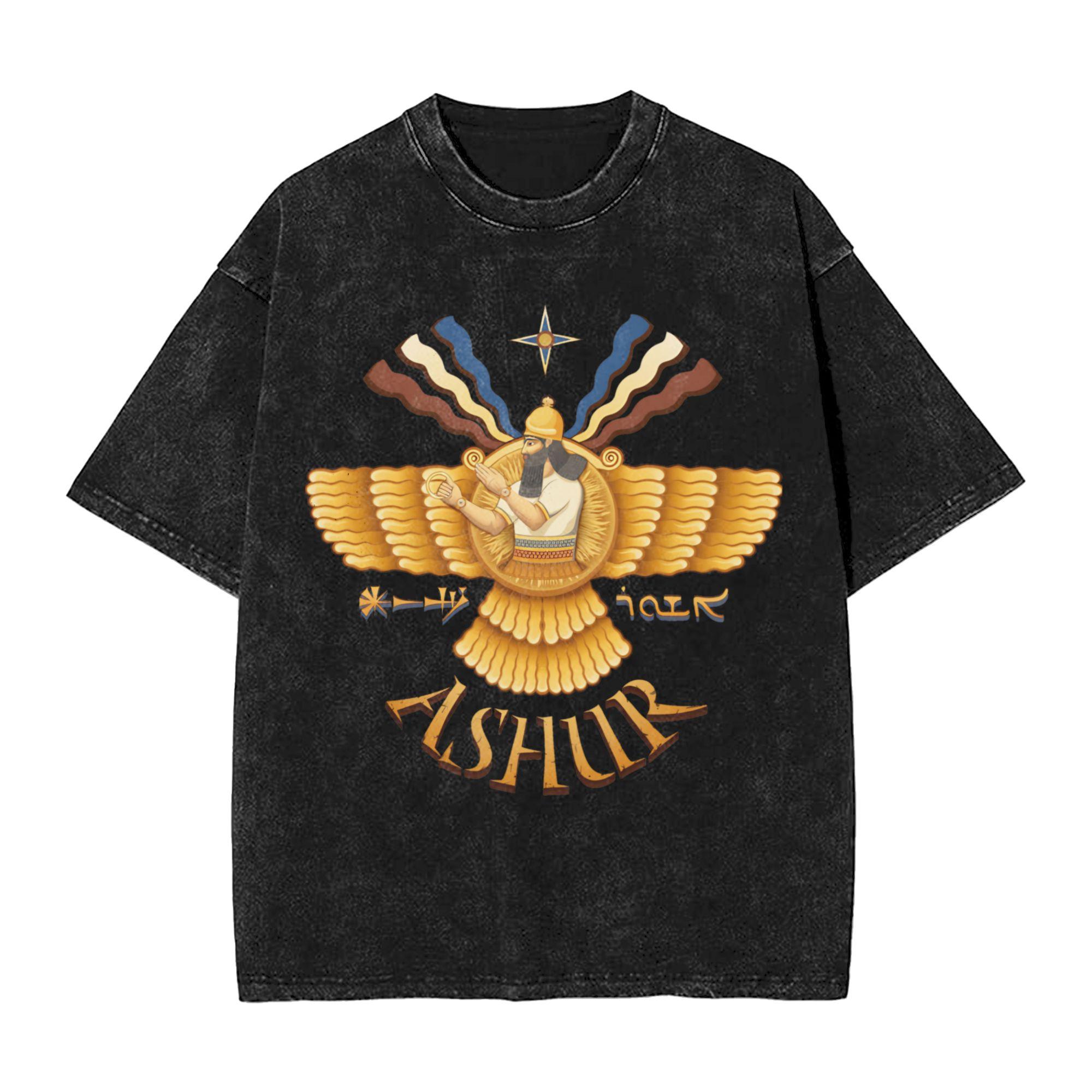Assyria Assyrian Merch Washed T Shirt Unisex Women Streetwear Hip Hop TShirt Summer Tees Tops Short Sleeve S