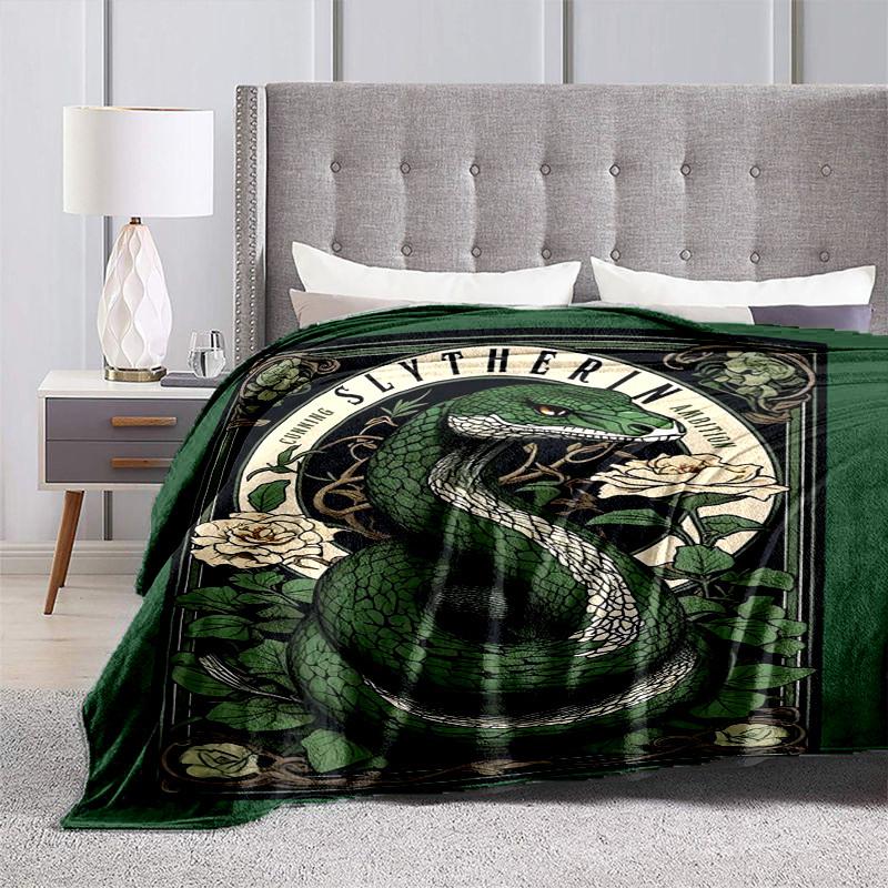 1pc Slytherin Snake Ambition Cartoon Blanket,Portable Throw for Travel & Camping, All Season Cozy Blanket,Ideal Gift