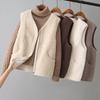 Women's Sleeveless Vest V Neck Japanese Casual Fleece Gilet Waistcoat