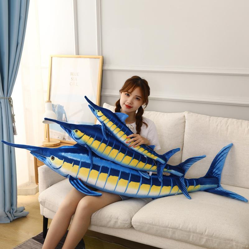 Simulation Blue Tuna Throw Pillow Plush Toy Doll Blue Marlin Doll Aquarium Souvenir Doll