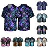 Men's Short Sleeve Scrub Top with V-Neck and Pocket, Halloween Print Uniform Work Shirt