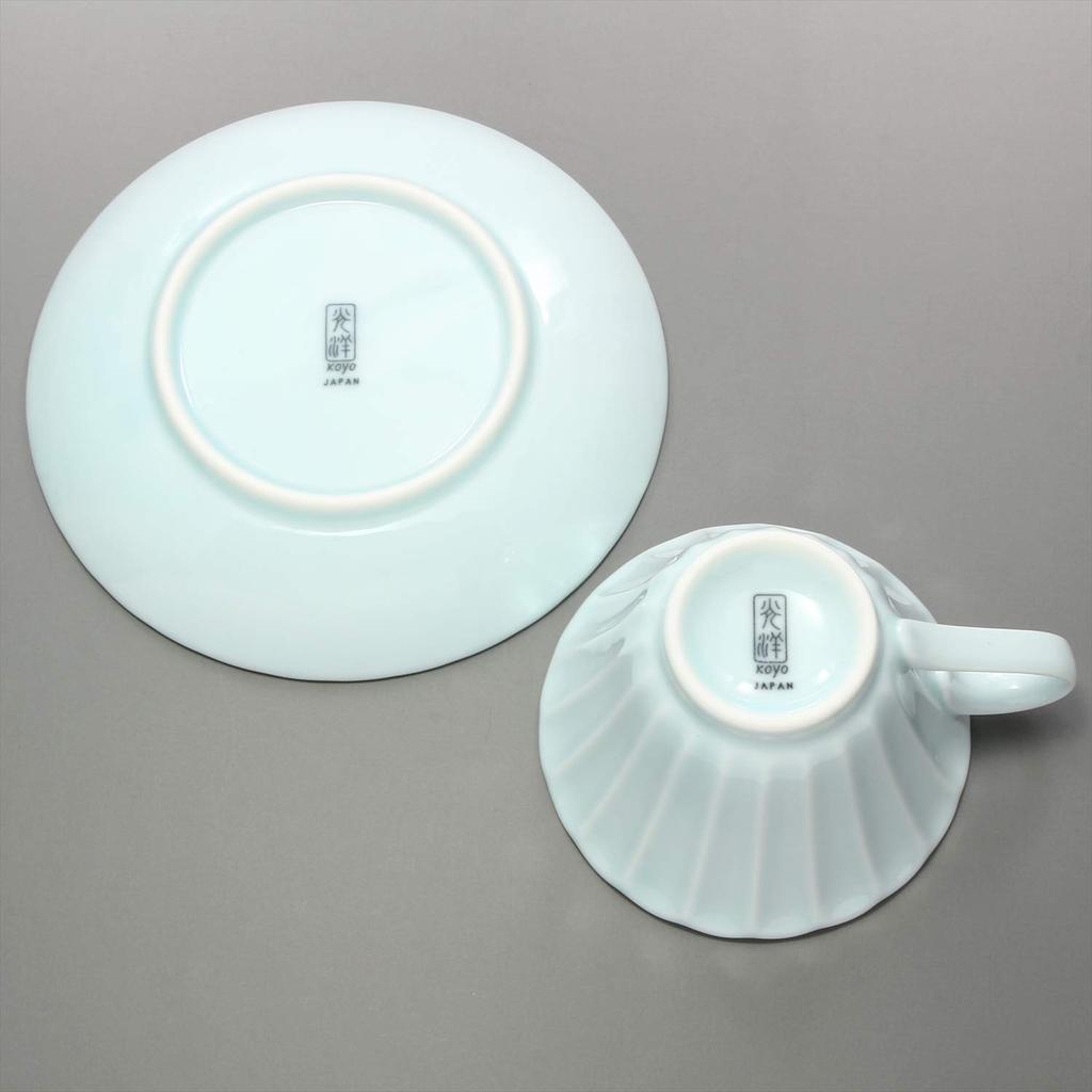 Mino-Keramik Kaffeetasse Teller Kasumi blau und weiß 589-13