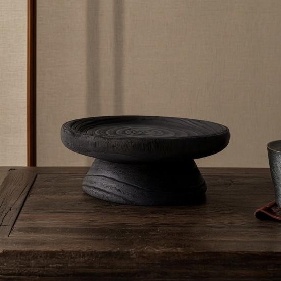 Solid Wood Artistic Tray Vintage Floor-Standing Aromatherapy Ornament Chinese Zen Aesthetic Wooden Craft