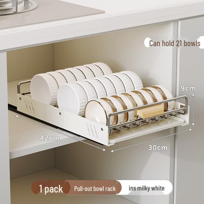Nordic Style Pull-Out Dish Drying Rack & Storage Shelf