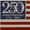 250th Anniversary Flag Metal Emblem Patriotic Red Blue White Auto Badge 1776-2026 America