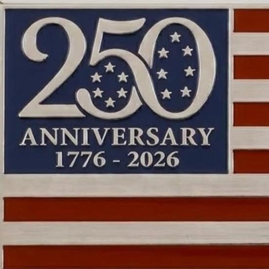 250th Anniversary Flag Metal Emblem Patriotic Red Blue White Auto Badge 1776-2026 America