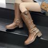 Fashion Ladies Shoes 2025 Brand Slip-on Women's Boots Fashion Metal Decoration Modern Boots Women New Belt Buckle Knee-High Bootszapatos