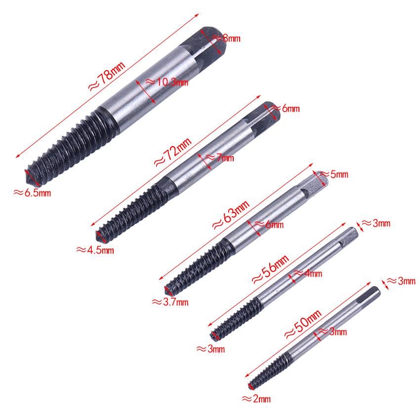 5PCS Extractor de șuruburi cu cap rupt Extractor de intrare Cap rupt Extractor Instrument de îndepărtare Piesă conică Manșon de șurub Filet invers